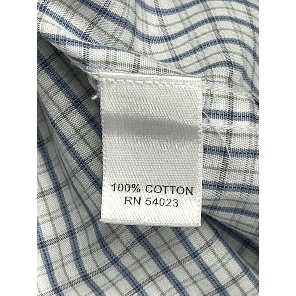 Banana Republic Classic Fit Mens White Blue Checked‎ L/S Button Up Shirt L